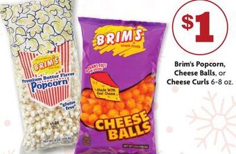 Family Dollar Brim's popcorn, cheese balls, or cheese curls offer