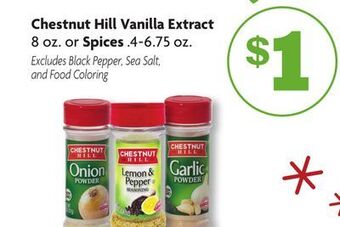 Family Dollar Chestnut hill vanilla extract or spices offer