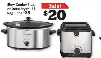 Family Dollar Slow cooker 5 qt. or deep fryer 1.5 l offer