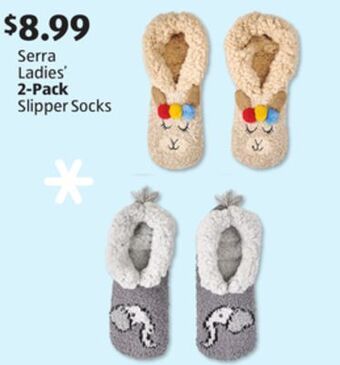 Aldi Serra ladies' 2-pack slipper socks offer
