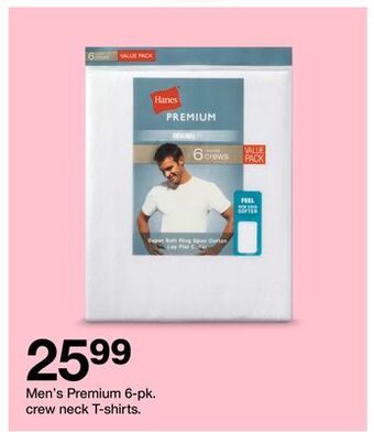 Target Men's premium 6-pk. crew neck t-shirts offer
