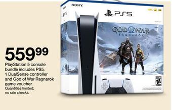Target Playstation 5 console bundle includes ps5, 1 dualsense controller and god of war ragnarok game voucher offer