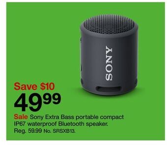 Target Sony extra bass portable compact ip67 waterproof bluetooth speaker offer