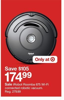 Target Irobot roomba 675 wi-fi connected robotic vacuum offer