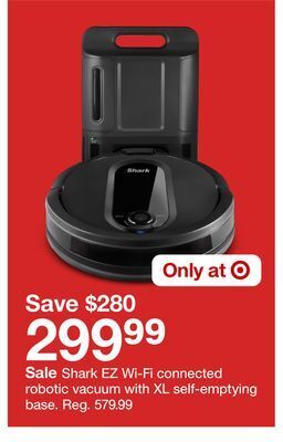 Target Shark ez wi-fi connected robotic vacuum with xl self-emptying base offer