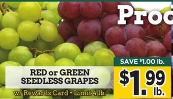 Dearborn Market Red or green seedless grapes offer