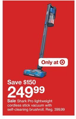 Target Shark pro lightweight cordless stick vacuum with self-cleaning brushroll offer