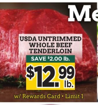Dearborn Market Usda untrimmed whole beef tenderloin offer
