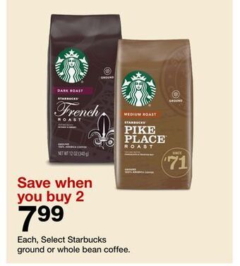 Target Starbucks ground or whole bean coffee offer