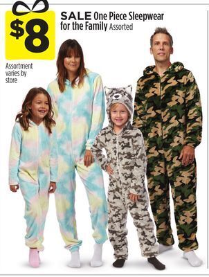 Dollar General One piece sleepwear for the family offer
