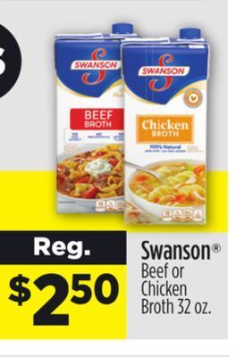 Dollar General Swanson® beef or chicken broth offer