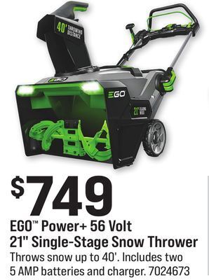 Ace Hardware Ego™ power + 56 volt 21" single-stage snow thrower throws offer