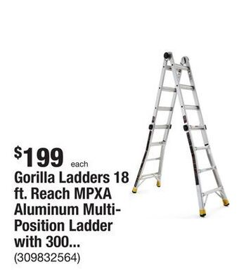 The Home Depot Gorilla ladders 18 ft. reach mpxa aluminum multi-position ladder with 300 lbs. load capacity type ia duty rating offer