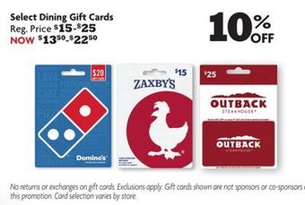 Family Dollar Select dining gift cards offer
