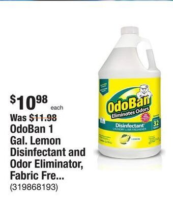 The Home Depot Odoban 1 gal. lemon disinfectant and odor eliminator, fabric freshener, mold control, multi-purpose cleaner offer