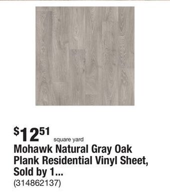 The Home Depot Mohawk natural gray oak plank residential vinyl sheet, sold by 12 ft. w x custom length offer