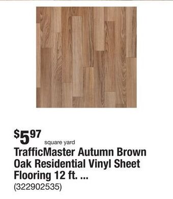 The Home Depot Trafficmaster autumn brown oak residential vinyl sheet flooring 12 ft. wide x cut to length offer