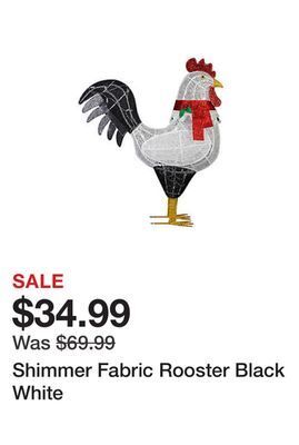 Tractor Supply Company Shimmer fabric rooster black white offer