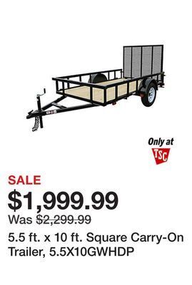 Tractor Supply Company 5.5 ft. x 10 ft. square carry-on trailer, 5.5x10gwhdp offer