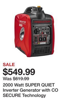 Harbor Freight Tools 2000 watt super quiet inverter generator with co secure technology offer