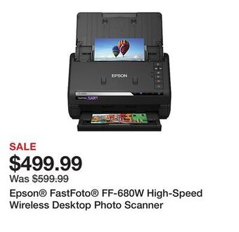 Office Depot Epson® fastfoto® ff-680w high-speed wireless desktop photo scanner offer