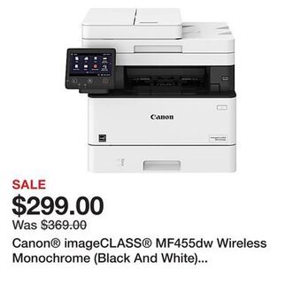 Office Depot Canon® imageclass® mf455dw wireless monochrome (black and white) laser all-in-one printer offer