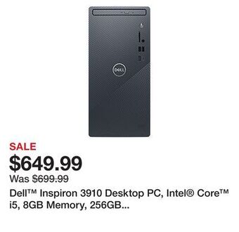Office Depot Dell™ inspiron 3910 desktop pc, intel® core™ i5, 8gb memory, 256gb solid state drive/1tb hard drive, windows® 11 home, i3910- offer
