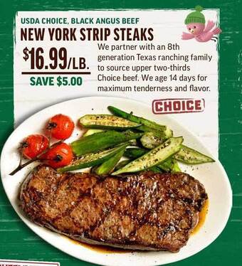 Central Market New york strip steaks offer