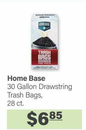 Commissary Home base 30 gallon drawstring trash bags offer