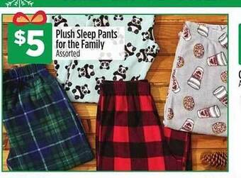 Dollar General Plush sleep pants for the family offer