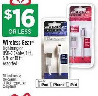 Dollar General Wireless gear lightning or usb-c cables offer