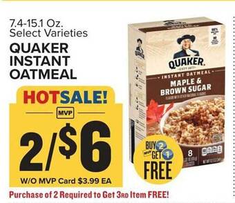 Food Lion Quaker instant oatmeal offer