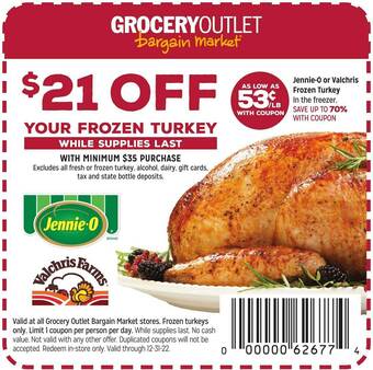 Grocery Outlet Jennie-o or valchris frozen turkey offer