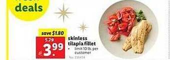 Lidl Skinless tilapia fillet offer