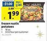 Lidl Frozen rustic potatoes offer