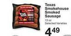 Price Chopper Texas smokehouse smoked sausage offer