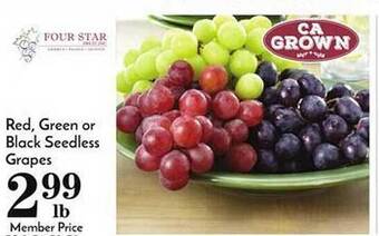 Pavilions Red green or black seedless grapes offer