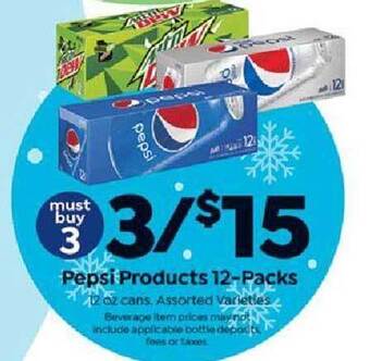 Save a Lot Pepsi products 12-packs offer