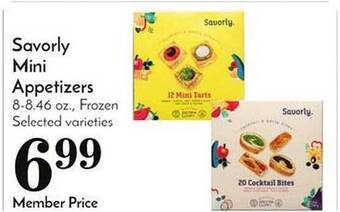 Pavilions Savorly mini appetizers frozen selected varieties offer