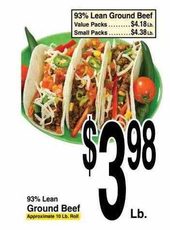 Super Saver 93% lean ground beef offer