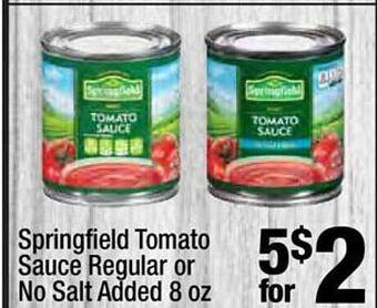 Super King Markets Springfied tomato sauce regular or no salt added offer