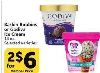 Vons Baskin robbins or godiva ice cream offer