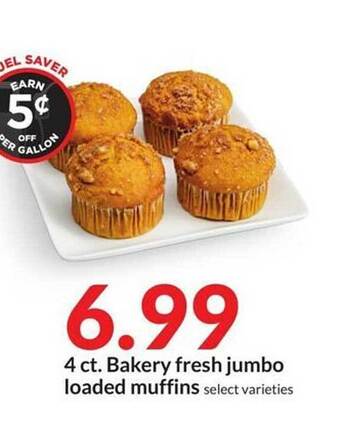 Hy-Vee 4 ct bakery fresh jumbo loaded muffins offer