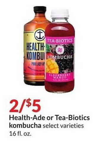 Hy-Vee Health-ade or tea-biotics kombucha offer