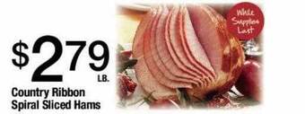 Jons International Country ribbon spiral sliced hams offer