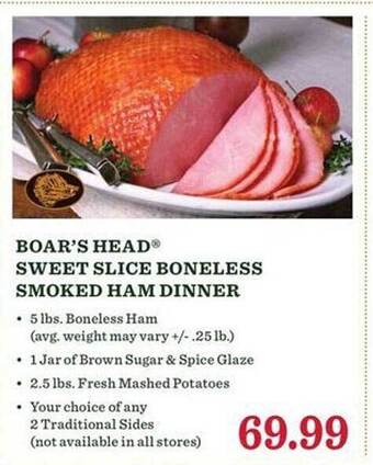 Lowes Foods Boar's head sweet slice boneless smoked ham dinner offer
