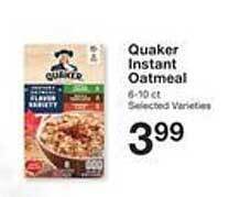 Price Chopper Quaker instant oatmeal offer
