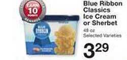 Price Chopper Blue ribbon classics ice cream or sherbet offer