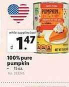 Lidl 100% pure pumpkin offer