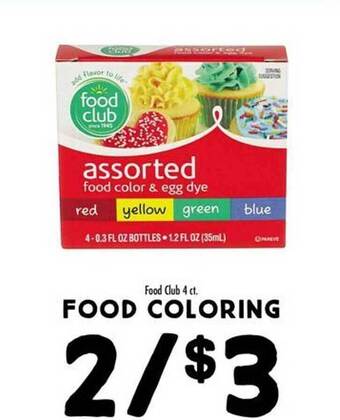 Maceys Food club food coloring offer
